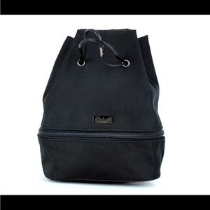 GUCCI Pouch Bag Bucket Black Nylon Canvas & Leather Accessories Hand Purse Italy